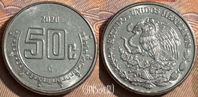 Мексика 50 сентаво 2020 года, KM# 936, 200s-131 ♛
