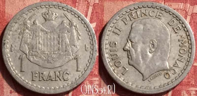 Монако 1 франк 1943 года, KM# 120, 346o-110