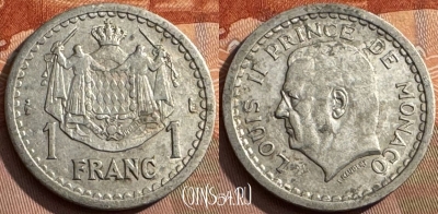 Монако 1 франк 1943 года, KM# 120, 384s-116
