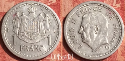 Монако 1 франк 1943 года, KM# 120, 385o-026 ♛