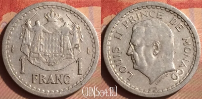 Монако 1 франк 1943 года, KM# 120, 433-039