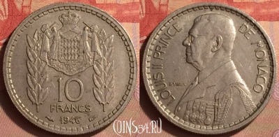 Монако 10 франков 1946 года, KM# 123, 432-137