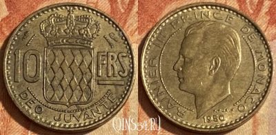 Монако 10 франков 1950 года, KM# 130, 463q-585 ♛