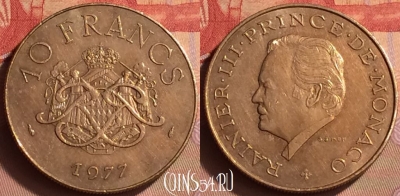 Монако 10 франков 1977 года, редкая, KM# 154, 432-135 ♛