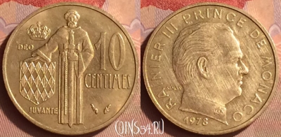 Монако 10 сантимов 1978 года, KM# 142, 433-128