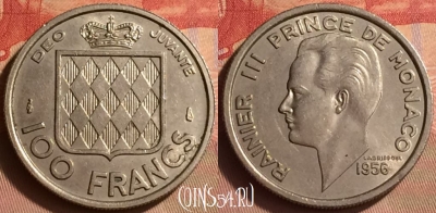 Монако 100 франков 1956 года, KM# 134, 432-116