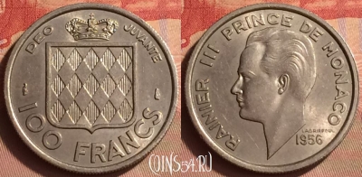 Монако 100 франков 1956 года, KM# 134, 432-138 ♛