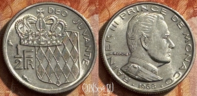 Монако 1/2 франка 1968 года, KM# 145, 281s-132
