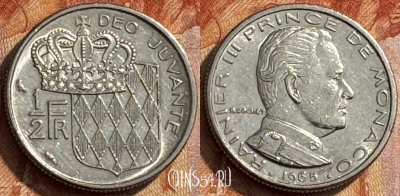 Монако 1/2 франка 1968 года, KM# 145, 283s-021