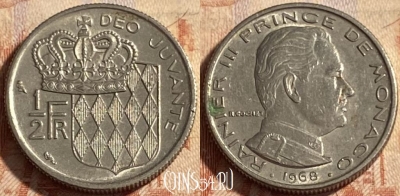 Монако 1/2 франка 1968 года, KM# 145, 498р-117 ♛