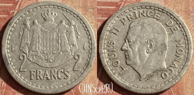 Монако 2 франка 1943 года, KM# 121, 163p-101 ♛