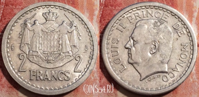 Монако 2 франка 1943 года, KM# 121, 229-070