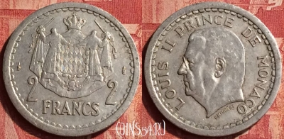 Монако 2 франка 1943 года, KM# 121, 349o-107 ♛