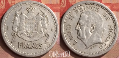 Монако 2 франка 1943 года, KM# 121, 445-075