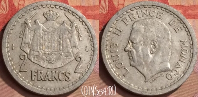 Монако 2 франка 1943 года, KM# 121, 445-076