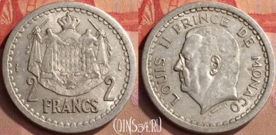 Монако 2 франка 1943 года, KM# 121, 445-081