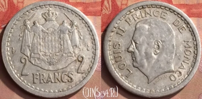 Монако 2 франка 1943 года, KM# 121, 445-105