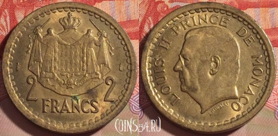 Монако 2 франка 1945 года, KM# 121a, 081b-057
