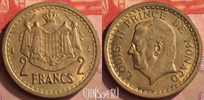 Монако 2 франка 1945 года, KM# 121a, UNC, 232m-109
