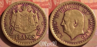 Монако 2 франка 1945 года, KM# 121a, 432-144