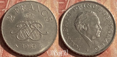 Монако 2 франка 1981 года, KM# 157, 109p-047