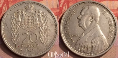 Монако 20 франков 1947 года, KM# 124, 445-095