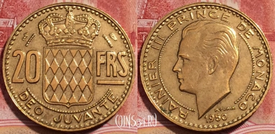 Монако 20 франков 1950 года, KM# 131, 225-073