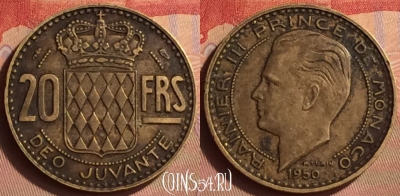 Монако 20 франков 1950 года, KM# 131, 432-130