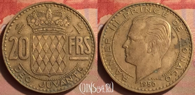 Монако 20 франков 1950 года, KM# 131, 433-002