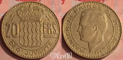 Монако 20 франков 1951 года, KM# 131, 323o-028 ♛
