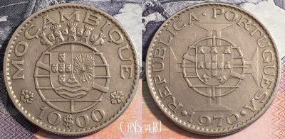 Мозамбик 10 эскудо 1970 года, KM# 79b, 165-115