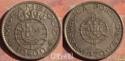 Мозамбик 10 эскудо 1970 года, KM# 79b, 198i-082