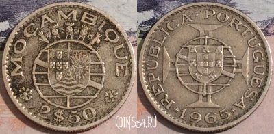 Мозамбик 2.5 эскудо 1965 года, KM# 78, a133-122