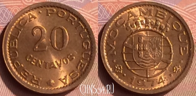 Мозамбик 20 сентаво 1974 года, KM# 88, 212n-074