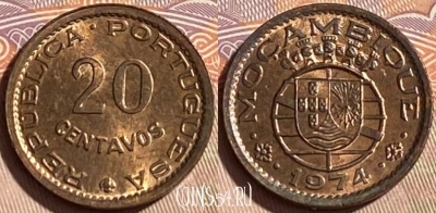 Мозамбик 20 сентаво 1974 года, KM# 88, 464q-241