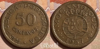 Мозамбик 50 сентаво 1957 года, KM# 81, 464q-238