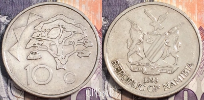 Намибия 10 центов 1993 года, KM 2, 112-109