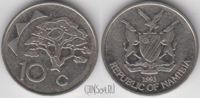 Намибия 10 центов 1993 года, KM 2, 121-059