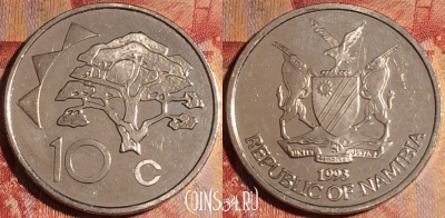 Намибия 10 центов 1993 года, KM# 2, 167a-136