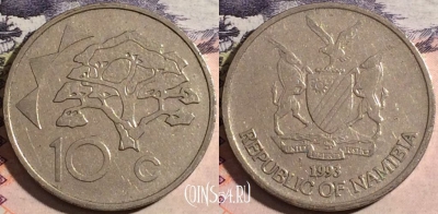 Намибия 10 центов 1993 года, KM# 2, 168-061