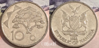 Намибия 10 центов 1993 года, KM# 2, 173-009