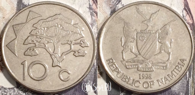 Намибия 10 центов 1998 года, KM# 2, 133-098
