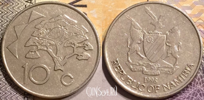Намибия 10 центов 1998 года, KM# 2, 146-057
