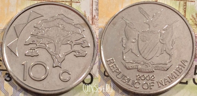 Намибия 10 центов 2002 года, KM 2, 114-006