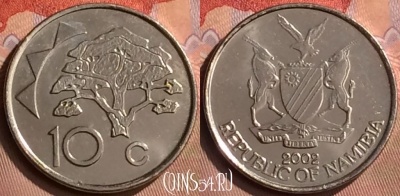 Намибия 10 центов 2002 года, KM# 2, 412-140