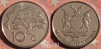 Намибия 10 центов 2012 года, KM# 2, 104i-007