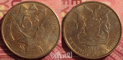 Намибия 5 долларов 2015 года, KM# 5, 284i-112