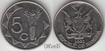 Намибия 5 центов 2002 года, KM# 1, 133-130