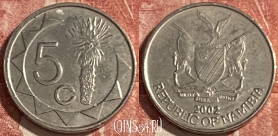 Намибия 5 центов 2002 года, KM# 1, 424r-096