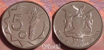 Намибия 5 центов 2015 года, KM# 1, UNC, 389j-061